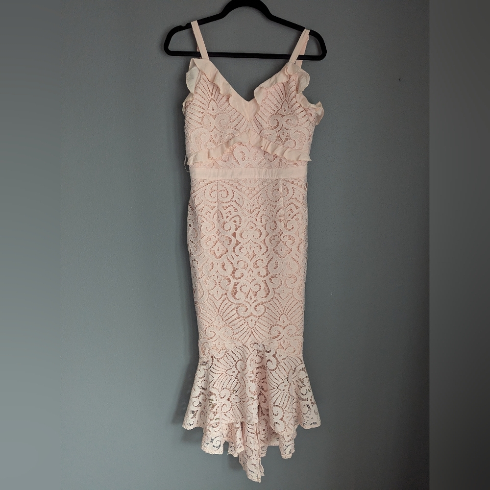 Two sisters the label blush pink lace dress size XL women's size 10 17x42-52